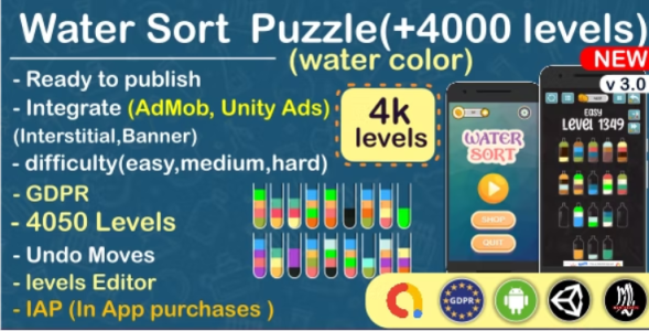 Unity Water Sort Puzzle Game Project + AdMob