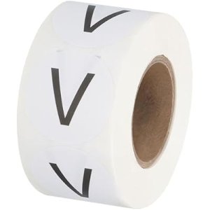 Letter V Inventory Labels, 1 Inch Capital Letter Stickers Self Adhesive Round Circle Coding Dots Labels (1Roll/Total 500Pcs) for Office, Storage : Office Products