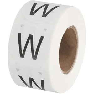 Letter W Inventory Labels, 1 Inch Capital Letter Stickers Self Adhesive Round Circle Coding Dots Labels (1Roll/Total 500Pcs) for Office, Storage : Office Products