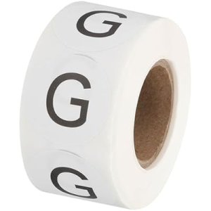 Letter g Inventory Labels, 1 Inch Capital Letter Stickers Self Adhesive Round Circle Coding Dots Labels (1Roll/Total 500Pcs) for Office, Storage : Office Products