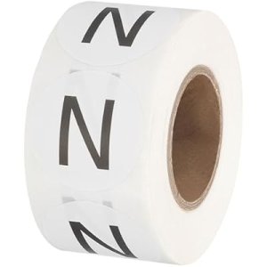 Letter N Inventory Labels, 1 Inch Capital Letter Stickers Self Adhesive Round Circle Coding Dots Labels (1Roll/Total 500Pcs) for Office, Storage : Office Products