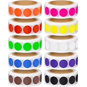 5000 Pieces 1/2 Inch Round Color Coding Labels Roll Assorted Colored Dot Stickers Adhesive Solid Colors Circle Stickers for Inventory Organize, File Classification, 10 Colors : Office Products