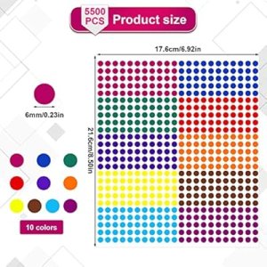5500pcs Color Coded Sticky Label Stickers, 0.24inch Round Color Coding Stickers Self-Adhesive Colored Dot Stickers for School Office Labeling Supplies (10 Colors) : Office Products