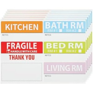Home Moving Labels, 240 Pack in 40 Sheet 5 Color Coding Labels Packing Box Stickers with Writable Notes Areas for Apartment Moving Wardrobe Boxes : Office Products