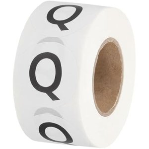 Letter Q Inventory Labels, 1 Inch Capital Letter Stickers Self Adhesive Round Circle Coding Dots Labels (1Roll/Total 500Pcs) for Office, Storage : Office Products
