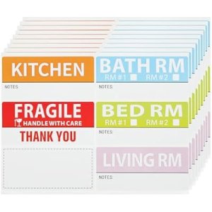 Home Moving Labels, 300 Pack in 50 Sheet 5 Color Coding Labels Packing Box Stickers with Writable Notes Areas for Apartment Moving Wardrobe Boxes : Office Products