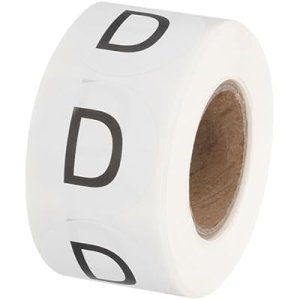 Letter D Inventory Labels, 1 Inch Capital Letter Stickers Self Adhesive Round Circle Coding Dots Labels (1Roll/Total 500Pcs) for Office, Storage : Office Products