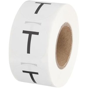 Letter t Inventory Labels, 1 Inch Capital Letter Stickers Self Adhesive Round Circle Coding Dots Labels (1Roll/Total 500Pcs) for Office, Storage : Office Products