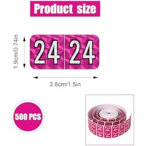500pcs 2024 Year Stickers, 3/4x1-1/2 Inch File Folder Year Stickers 24 Year Labels Rectangle End Tab Labels for Office Party Decorations Files Classification (Holographic Rose Red) : Office Products