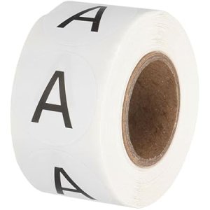 Letter A Inventory Labels, 1 Inch Capital Letter Stickers Self Adhesive Round Circle Coding Dots Labels (1Roll/Total 500Pcs) for Office, Storage : Office Products