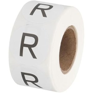 Letter R Inventory Labels, 1 Inch Capital Letter Stickers Self Adhesive Round Circle Coding Dots Labels (1Roll/Total 500Pcs) for Office, Storage : Office Products
