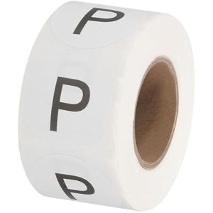 Letter P Inventory Labels, 1 Inch Capital Letter Stickers Self Adhesive Round Circle Coding Dots Labels (1Roll/Total 500Pcs) for Office, Storage : Office Products
