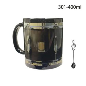 Black Vintage Drum Mugs Funny Creativity Drumming Coffee Cup Play Drum Mug Ceramic Mug For Drummer Or Drum Lover