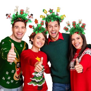 Christmas Decorations Color Strip Headband Elk Snowman Headband Christmas Party Dress Up New Year 2025 Digital Headdress