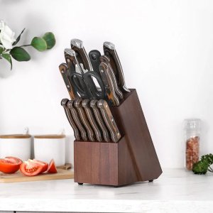 14 Slot Large wood Knife Block Holder Countertop Butcher Block Knife Stand knife blocks for kitchen knife storage