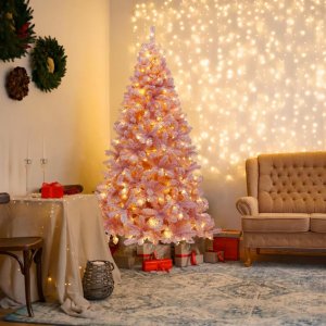Christmas Tree, 7.5ft Artificial Snow Flocked Christmas Tree, Christmas Tree for Home Office Party Decoration, Easy Assembly