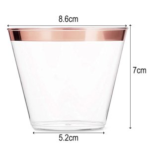 25pcs plastic cup 9 oz disposable cup plastic wine glass party wedding wine glass transparent plastic cup with gold rim