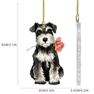Cute Dog Christmas Ornaments 2D Acrylic Puppy Pendants Christmas Tree Decoration Car Hangable Ornament Festival Party Supplies