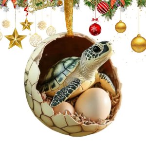 Acrylic Animal Egg Christmas Tree Ornament 2D Pendants Chicken,Duck,Turtle Eggshell Christmas Tree Farm Pendant Christmas Decor