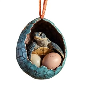 Acrylic Animal Egg Christmas Tree Ornament 2D Pendants Chicken,Duck,Turtle Eggshell Christmas Tree Farm Pendant Christmas Decor