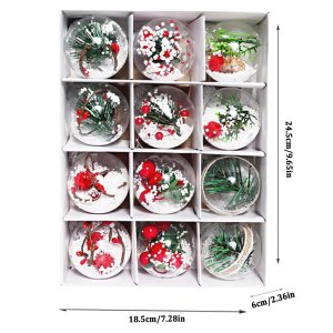 12Pcs/Set Christmas Ornaments 6cm Christmas Balls Pendant Xmas Tree Hanging Decorations For Home New Year Gifts Natal Navidad