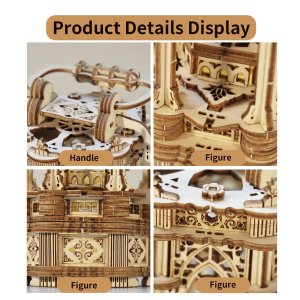 3D Wooden Puzzles DIY Rotating Vintage Lantern Hands-on Activity Desk Decor Gifts for Christmas
