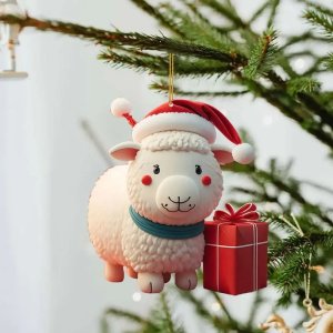 Christmas Pendant Cute Cartoon Goat Christmas Decorations For Car Home Navidad Xmas Tree Hanging Ornament New Yea