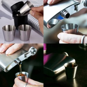 4pcs/6Pcs 30ml Practical Stainless Steel Cups Set Shots Set Mini Glasses For Whisky Wine Coffee Portable Outdoor Drinkware Set