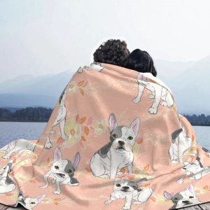 French Bulldog Dog Blanket Coral Fleece Plush Autumn/Winter Animal Portable Super Warm Throw Blanket for Bed Bedroom Quilt
