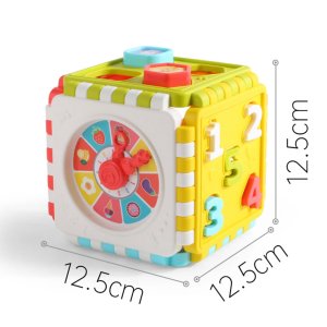 Colorful Plastic Activity Cube Clock Shape Number Sorting Toys Geometric Building Blocks Puzzles Color Recognition Baby Intellig