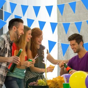 33 ft 20 Pcs Pennant Banner Flag String Hanging Triangle Bunting Flag for Party Celebration Holiday Wedding Decoration, (Blue)