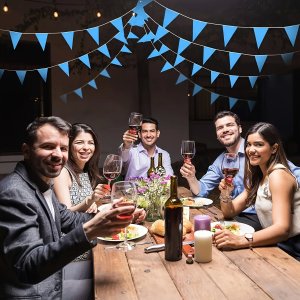 33 ft 20 Pcs Pennant Banner Flag String Hanging Triangle Bunting Flag for Party Celebration Holiday Wedding Decoration, (Blue)