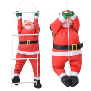 60CM Climbing Rope Ladder Santa Claus Christmas Decorations Hanging Doll Tree Ornament Outdoor Santa Claus Doll Pendant