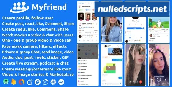Myfriend v3.1 - Friend Chat Post Tiktok Follow Radio Group ecommerce Zoom Live clone social network app - Android - CodeCanyon Null