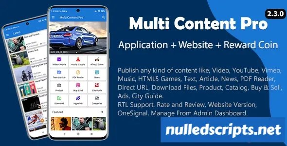 Multi Content Pro (Application and Website) v2.2.0 - Android - CodeCanyon Null
