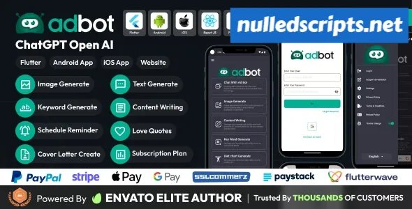 AdBot v3.5.0 - ChatGPT Open AI Android and iOS App - Android - CodeCanyon Null