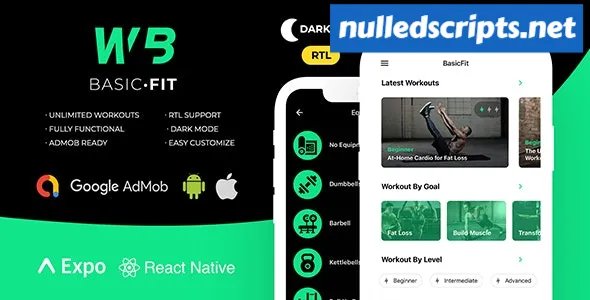 FitBasic v2.0 - Complete React Native Fitness App + Multi-Language + RTL Support - Android - CodeCanyon Null