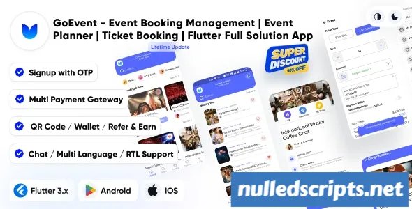 GoEvent v1.0 - Event Booking Management | Event Planner | Ticket Booking | Flutter Full Solution App - Android - CodeCanyon Null