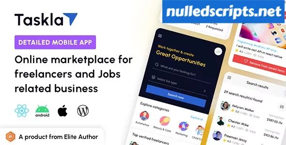 Tasklay v1.3 - Freelancer Marketplace React Native APP - Android - CodeCanyon Null