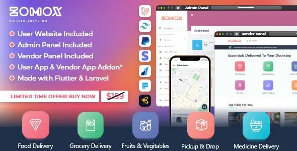 Zomox Grocery, Food, Pharmacy Courier & Service Provider + Backend + Driver app - Android - CodeCanyon Null