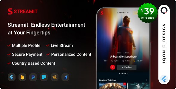 Streamit - OTT Streaming Flutter App (Add-on) - Android - CodeCanyon Null