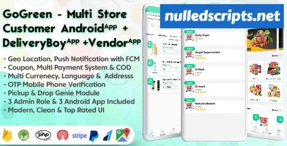 GoGreen - Food, Grocery, Pharmacy Multi Store(Vendor) Android App with Interactive Admin Panel - v2.1 - Android - CodeCanyon Null
