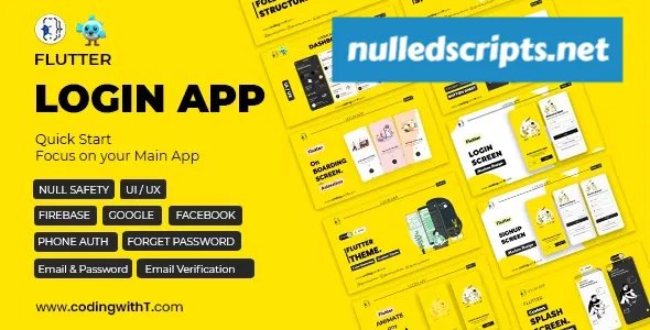 Pro Flutter Login App, Frontend, Backend, Firebase - Modern Minimal Flutter App for any Application - Android - CodeCanyon Null