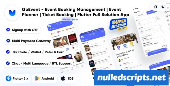 GoEvent v1.2 - Event Booking Management - Event Planner - Flutter Full Solution App - Android - CodeCanyon Null