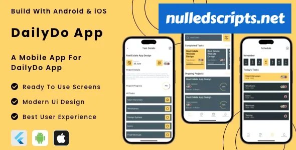 DailyDo App v1.0 - Online Daily Task Manager App Flutter | Android | iOS Mobile App Template - Android - CodeCanyon Null