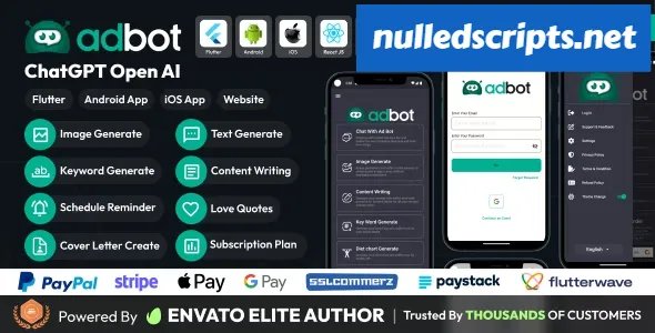 AdBot v3.8.1 - ChatGPT Open AI Android and iOS App - Android - CodeCanyon Null