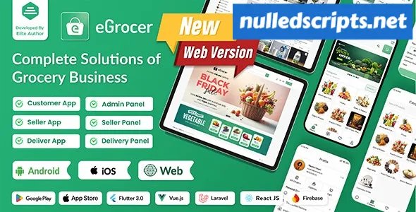 eGrocer v1.9.2 - Online Multi Vendor Grocery Store, eCommerce Marketplace Flutter Full App with Admin Panel - nulled - Android - CodeCanyon Null