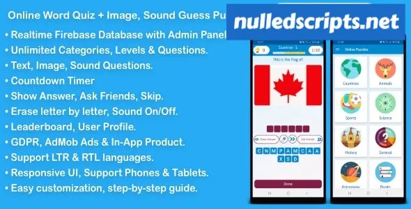Online Word Quiz + Image Guess + Sound Guess Puzzle Game for Android v2.7 - Android - CodeCanyon Null