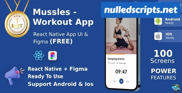Workout Apps v1.1 - UI Kit, React Native, Figma (FREE), Mussles - Android - CodeCanyon Null