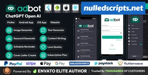 AdBot v3.5.1 - ChatGPT Open AI Android and iOS App - Android - CodeCanyon Null